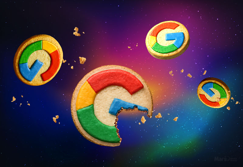 Google logo on cookies, symbolizing the evolution of digital advertising and addressability in a post-cookie world
